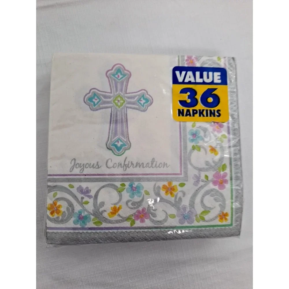 Easter Napkins Joyous Confirmation Cross Paper Napkins 36 Counts